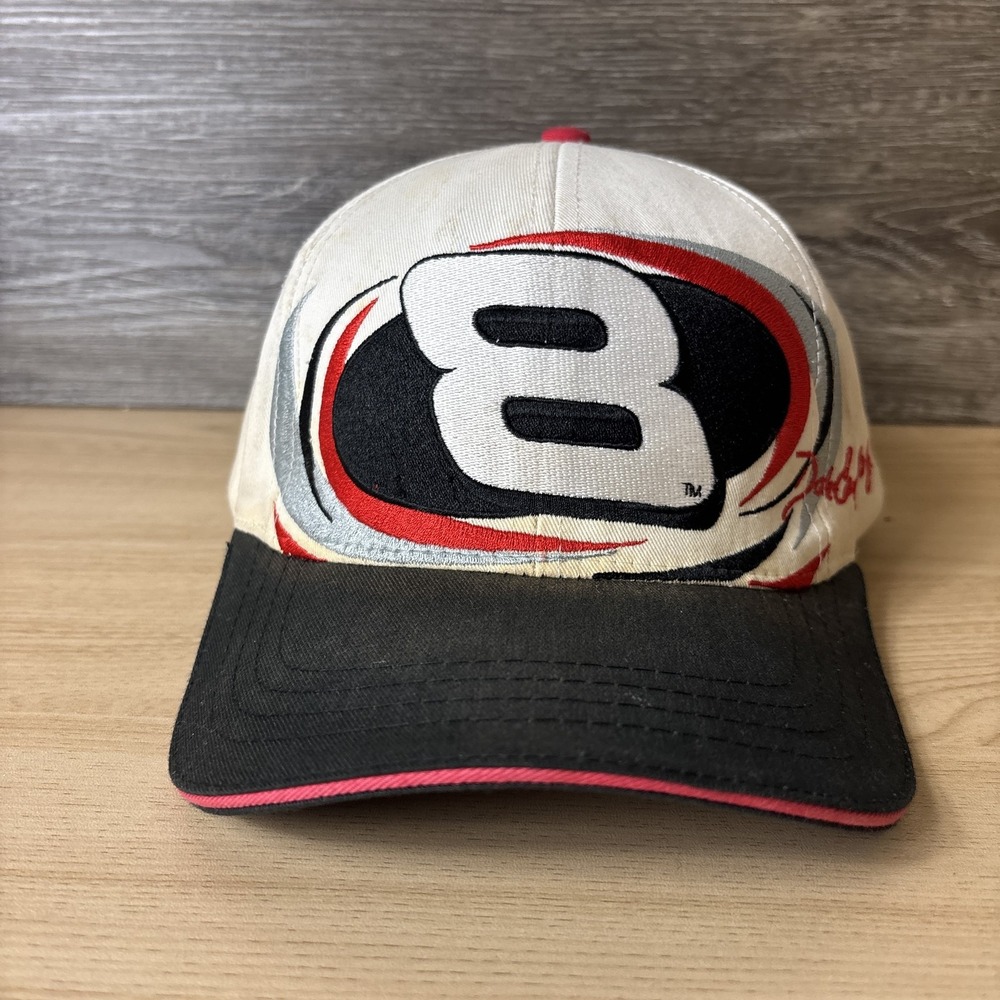 Vintage Dale Earnhardt Jr Hat Cap Snap Back Mens Black White NASCAR Racing 2000s